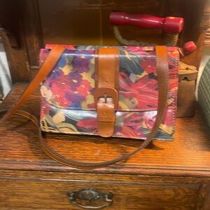 Patricia Nash Leather Crossbody Organizer Citrus Sunrise- like new